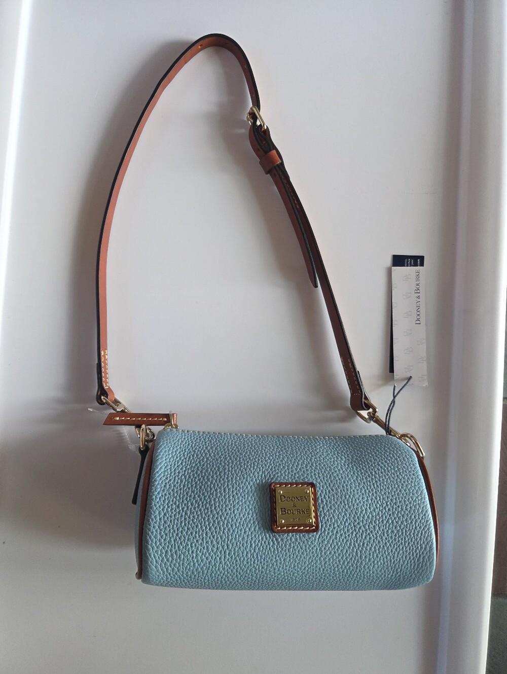 Dooney & Bourke Pebble Grain Barrel Bag Caribbean Blue NWT 2 Straps Crossbody - Picture 7 of 11